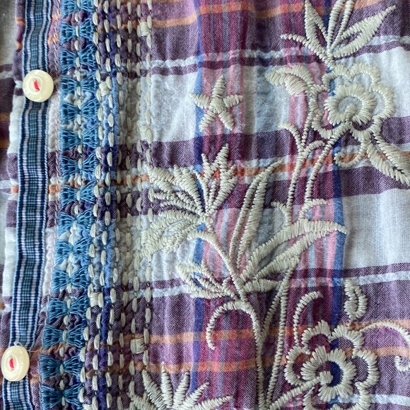 JOHNNY WAS 3J Workshop BRANDY CHIFFON FLOUNCE EMBROIDERED SHIRT W GAUZY HEM $268 - Picture 5 of 14